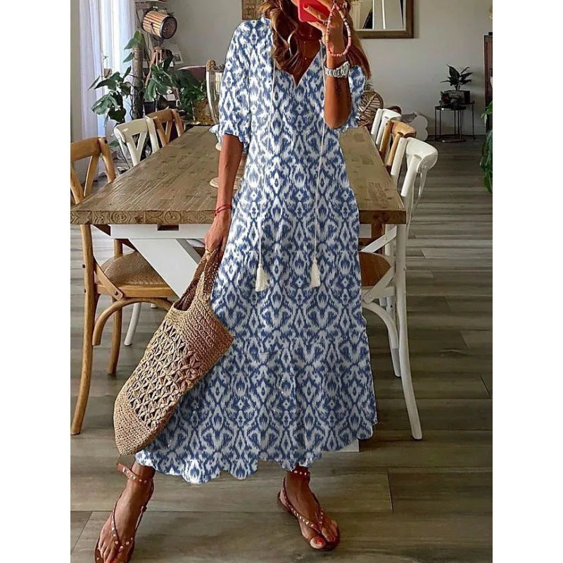Robe longue fluide imprimé floral