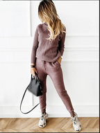 Ensemble décontracté 2PCS -Pull col roulé et Pantalon confortable