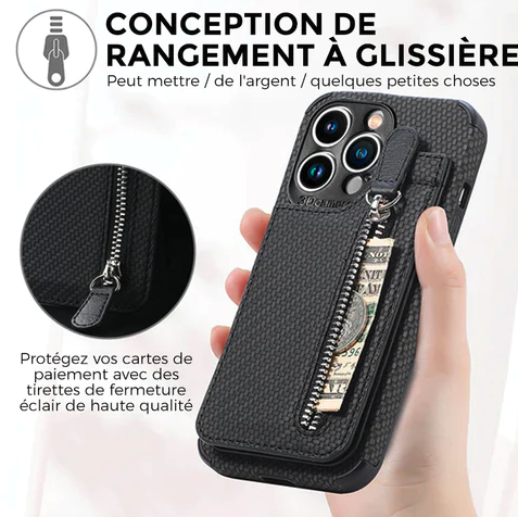 Coque pour iPhone avec porte-carte et porte-monnaie