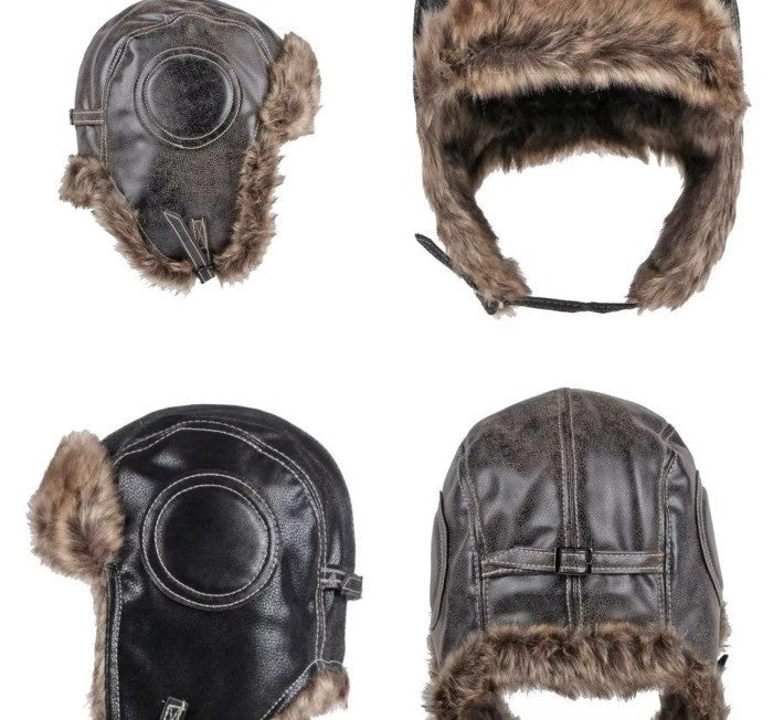 Chapka en Cuir PU intérieur fourrure