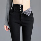 Jean Slim thermique doublure polaire épaisse - Taille haute