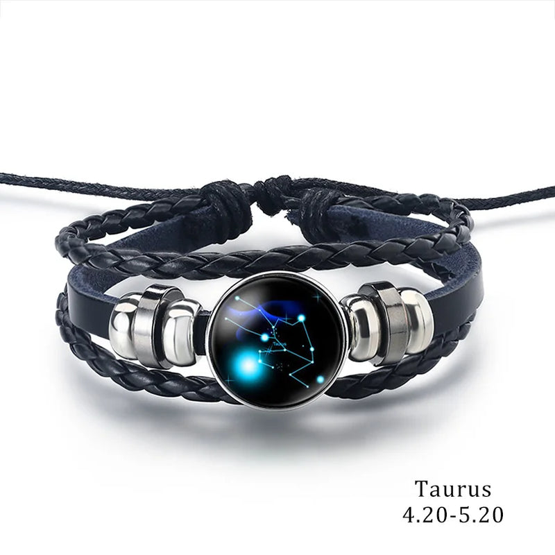 Bracelet Cuir Tressé Zodiaque – 12 Signes
