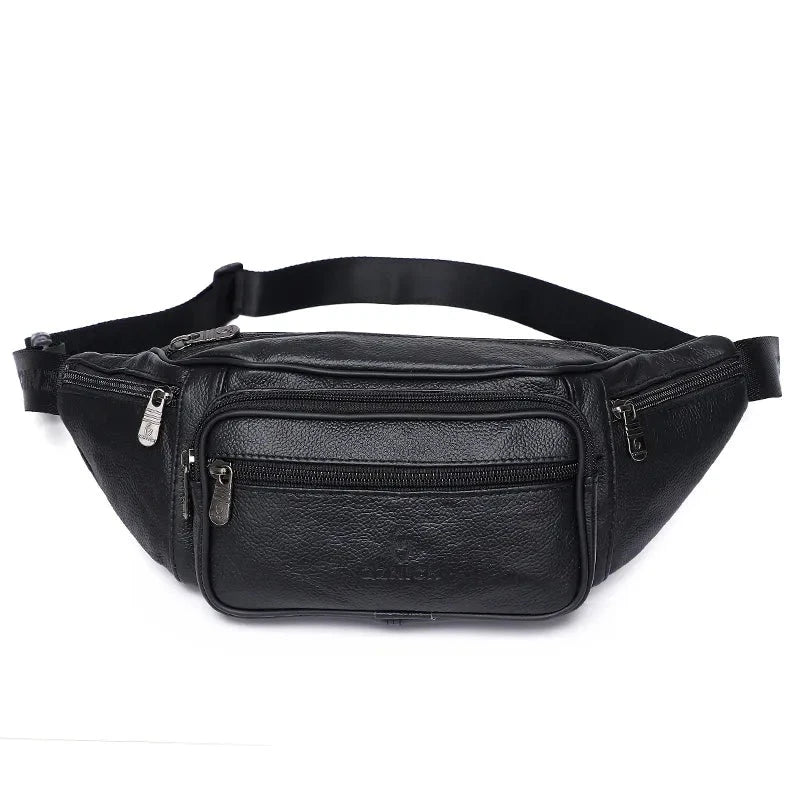 Sac banane en cuir de vache véritable pour homme