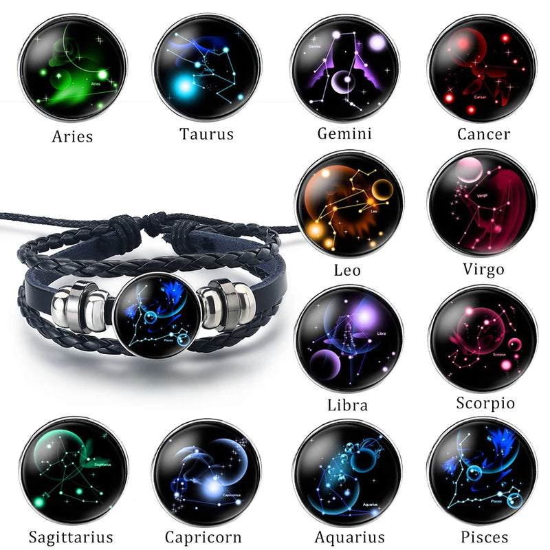Bracelet Cuir Tressé Zodiaque – 12 Signes