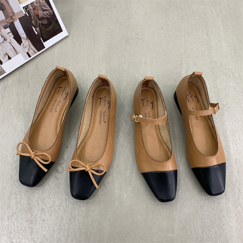 Ballerines chics en Cuir PU - Bicolores