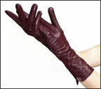 Gants longs en cuir véritable - Intérieur flanelle et touché tactile