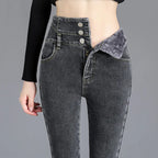 Jean Slim thermique doublure polaire épaisse - Taille haute