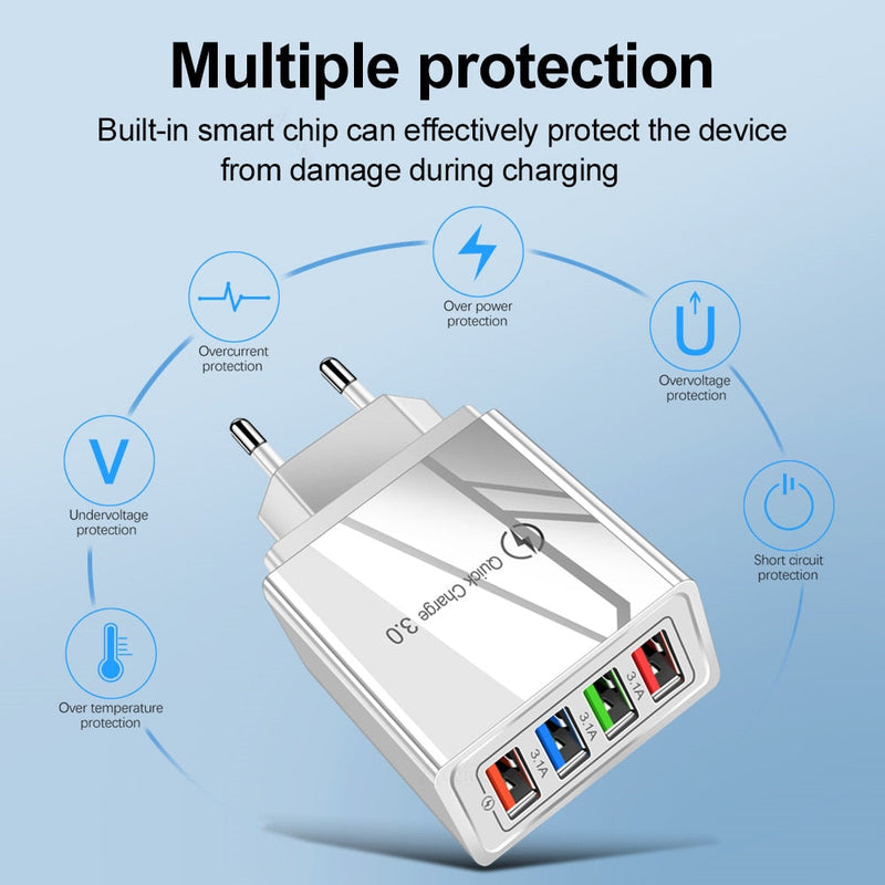 Chargeur 4 Ports USB - Rapidité +