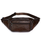 Sac banane en cuir de vache véritable pour homme