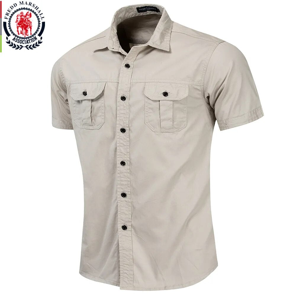 Chemise militaire manches courtes en coton