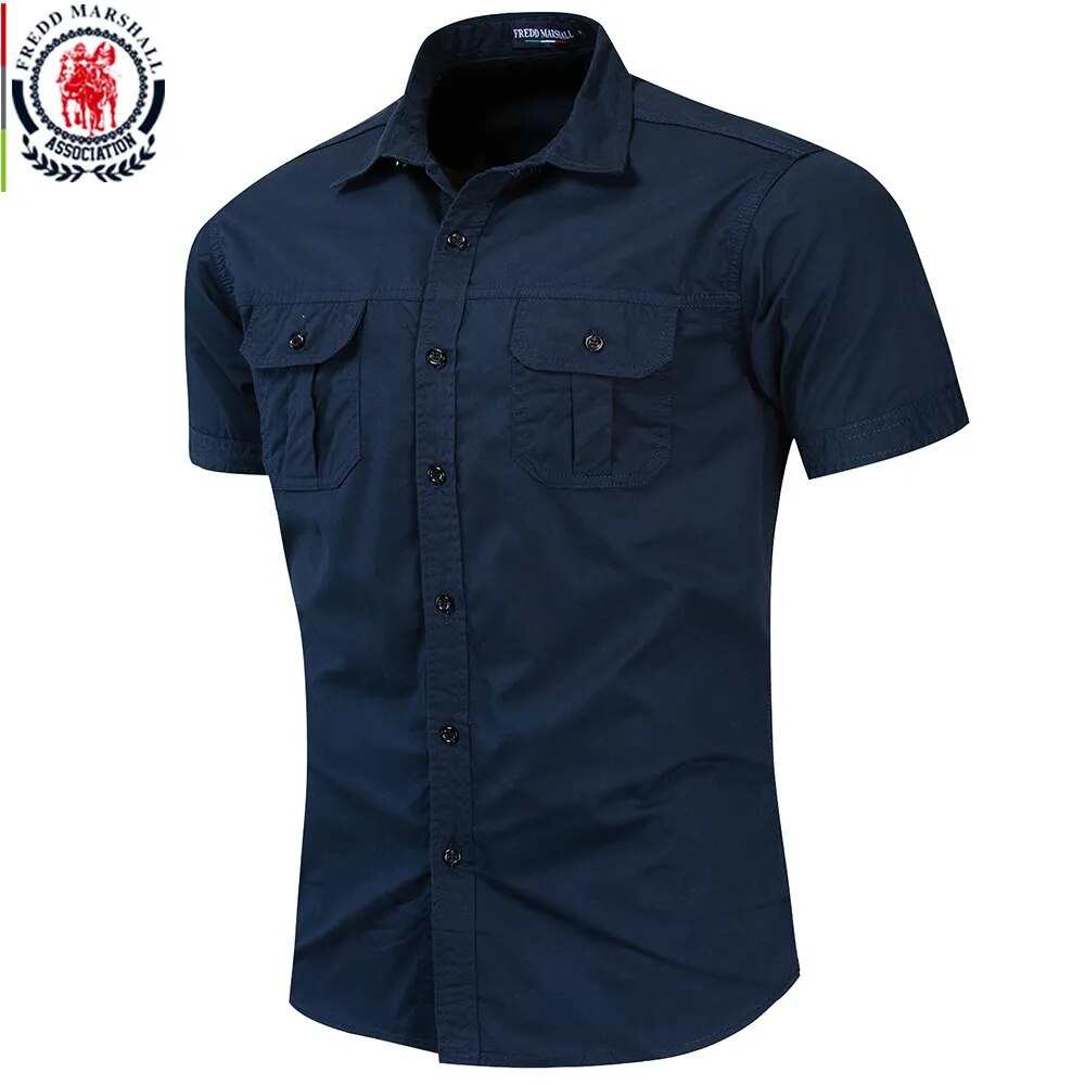 Chemise militaire manches courtes en coton