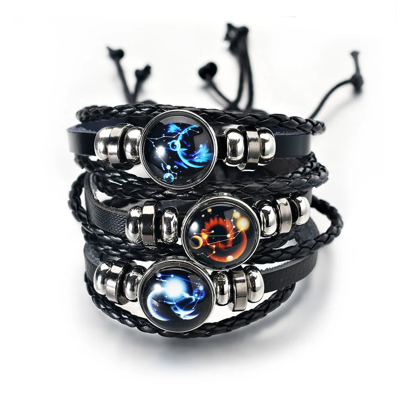 Bracelet Cuir Tressé Zodiaque – 12 Signes