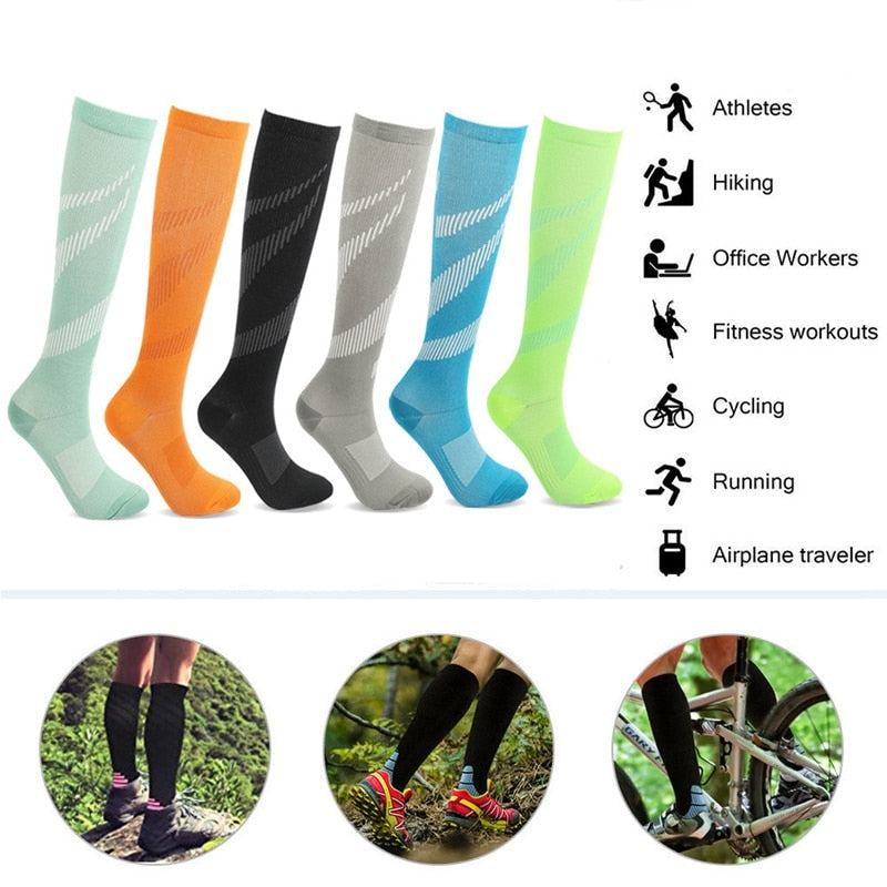 Lot de 2 Paires de Chaussettes de Compression Anti Varices