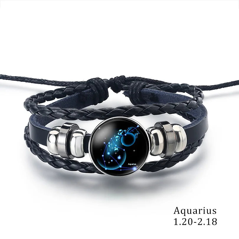 Bracelet Cuir Tressé Zodiaque – 12 Signes