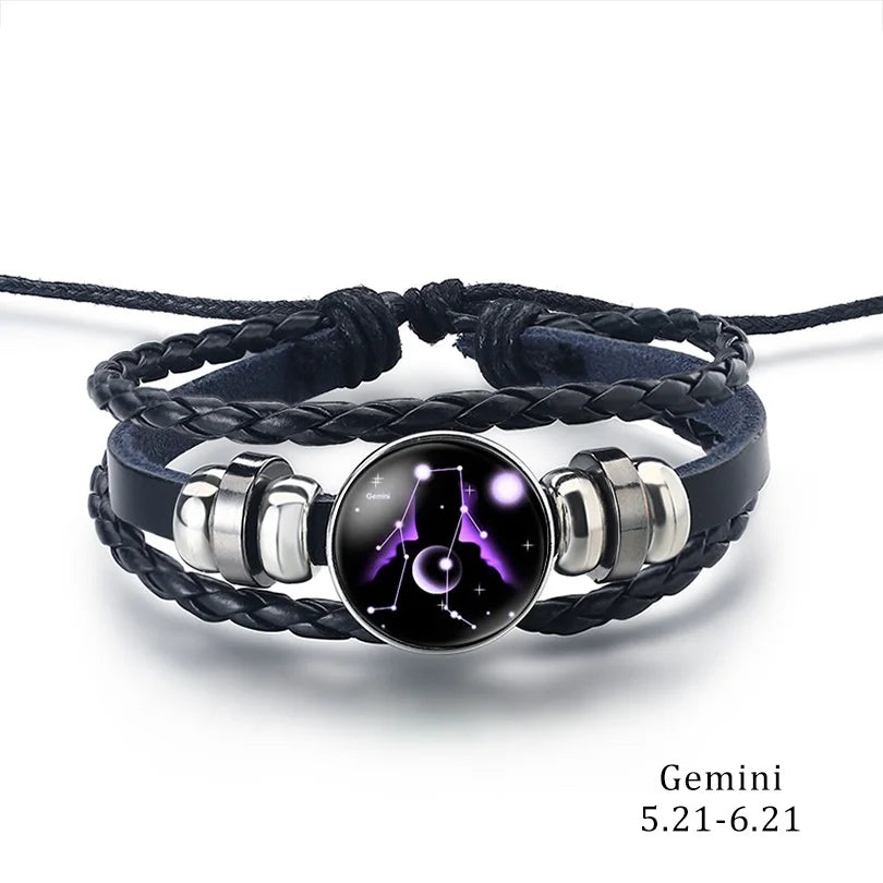 Bracelet Cuir Tressé Zodiaque – 12 Signes