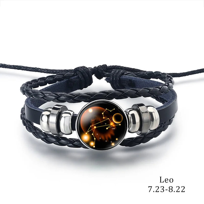 Bracelet Cuir Tressé Zodiaque – 12 Signes