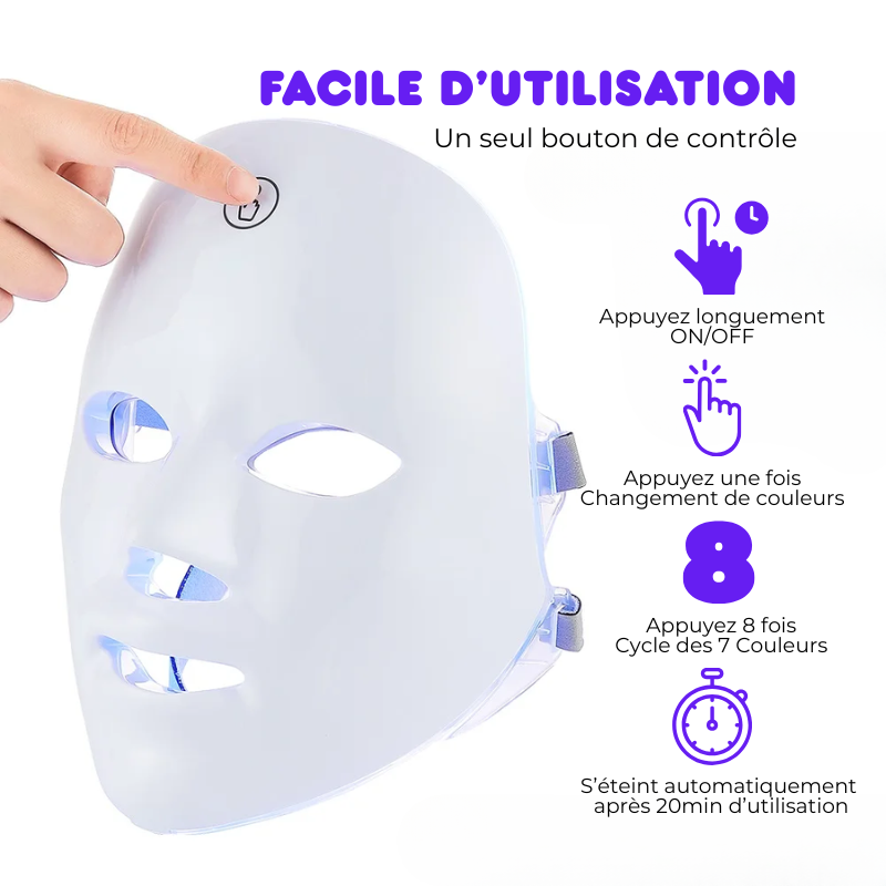 Masque Visage & Cou Anti-âge Luminothérapie 7 Couleurs