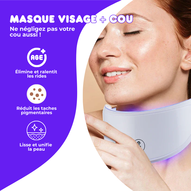 Masque Visage & Cou Anti-âge Luminothérapie 7 Couleurs