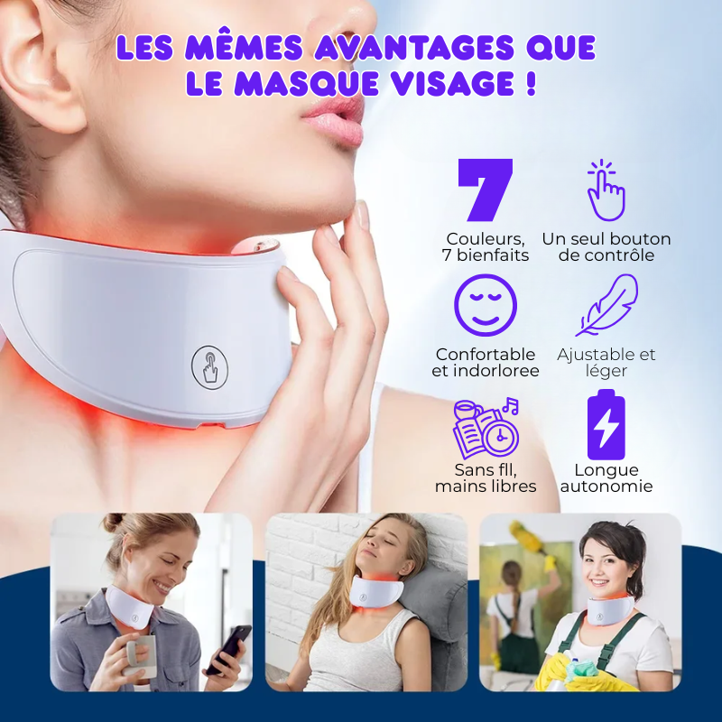 Masque Visage & Cou Anti-âge Luminothérapie 7 Couleurs