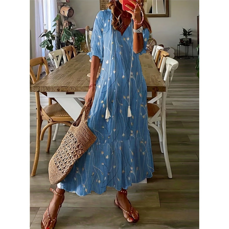 Robe longue d'été à imprimé floral