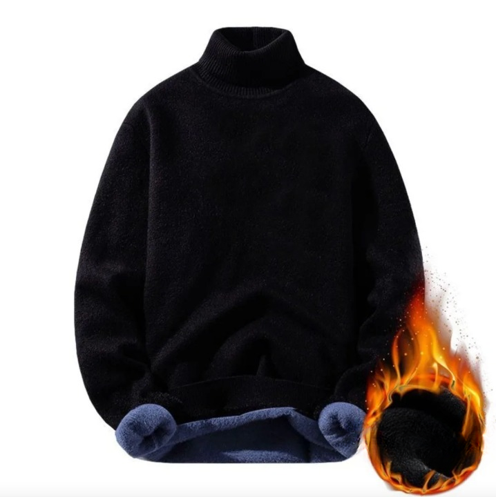 Jersey de cuello alto de punto con forro polar para hombre