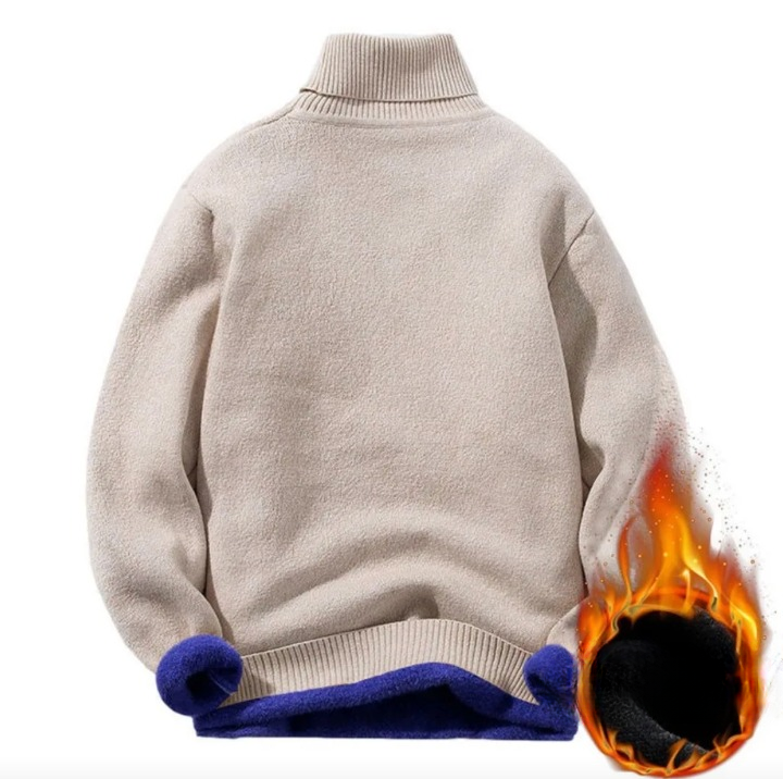 Jersey de cuello alto de punto con forro polar para hombre