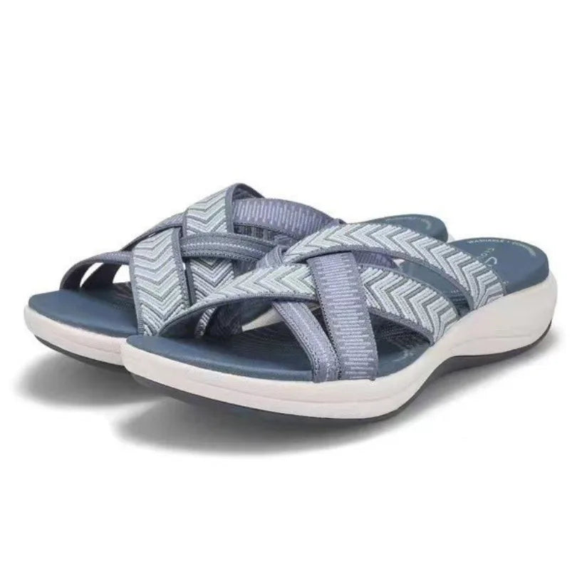 Sandales Mules Femme à Brides Croisées – Semelle Confort Nuage pour Plage et Été