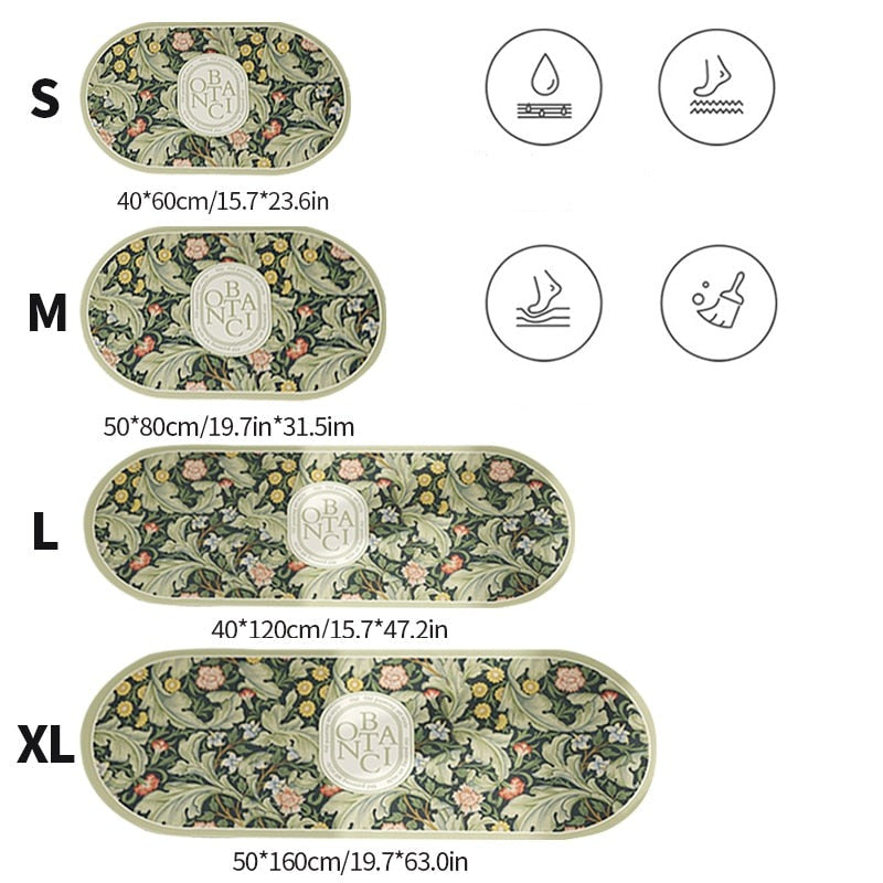 BOTANIC - Tapis de cuisine floral antidérapant