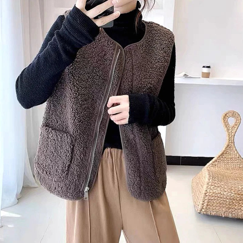 Gilet En Molleton Polaire Doux Sans Manche