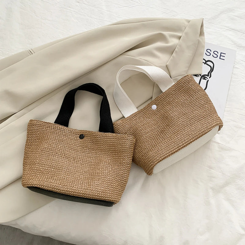 Mini Sac Fourre-tout d'été en Paille