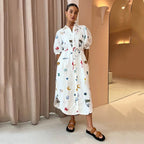 Robe Chemise imprimée à lacet pour femme