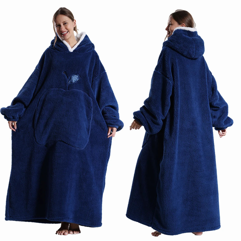 Sudadera de Manta Cálida y Larga con Capucha