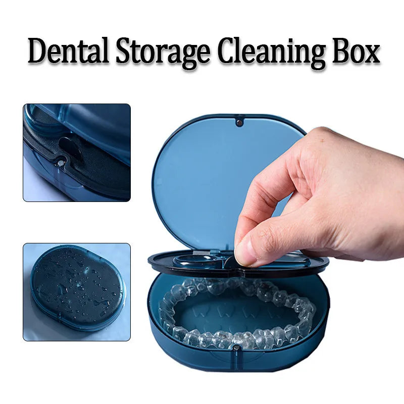 Boîte de Rangement Dentaire Étanche à Double Compartiment – Étui pour Gouttières, Appareils Dentaires & Protège-Dents avec Accessoires de Nettoyage