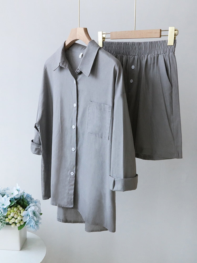 Ensemble 2PCS chemise & short - Coton et Lin