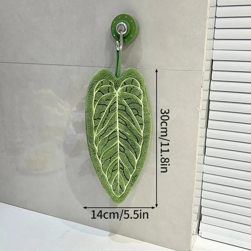 Leafy - Serviette à Main en Microfibre Absorbante en forme de Feuille