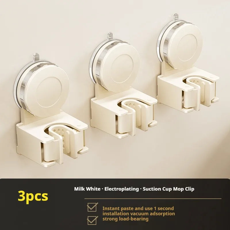 2x Support Balai & Vadrouille Mural – Fixation Ventouse