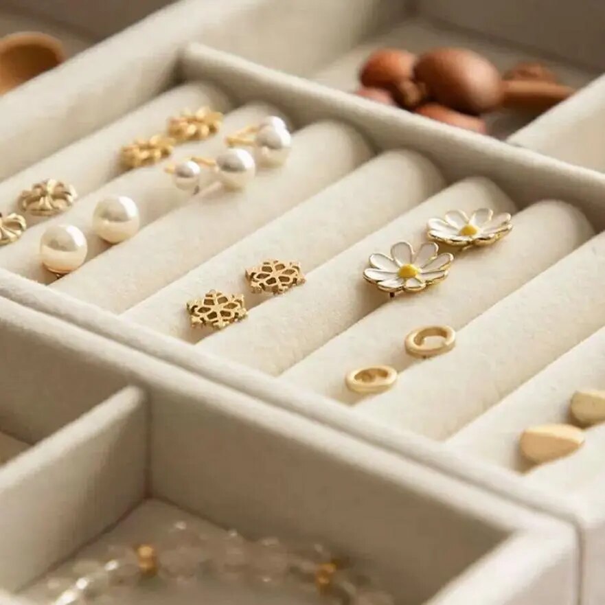 Lot de 7 Plateaux organisateur de bijoux en velours pour tiroir