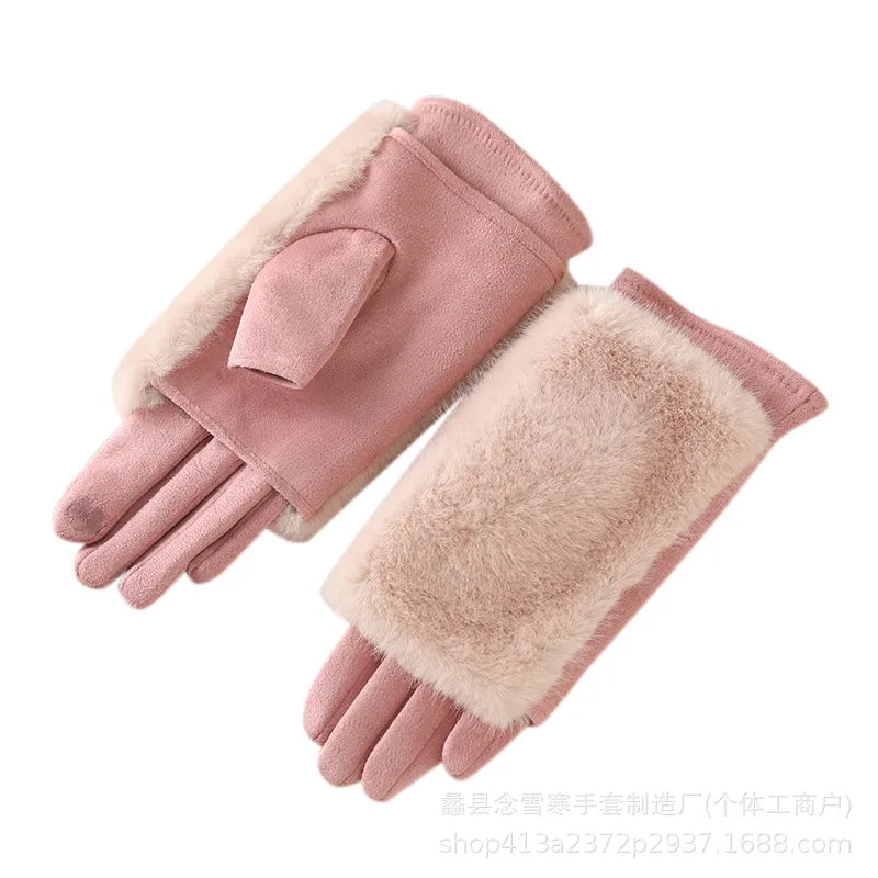 Gants en Daim & Fausse Fourrure Élégants & Chauds