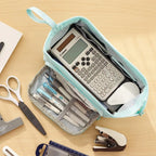 Trousse Scolaire en Toile – Grande Capacité, Double Compartiment – Rangement Stylos & Fournitures