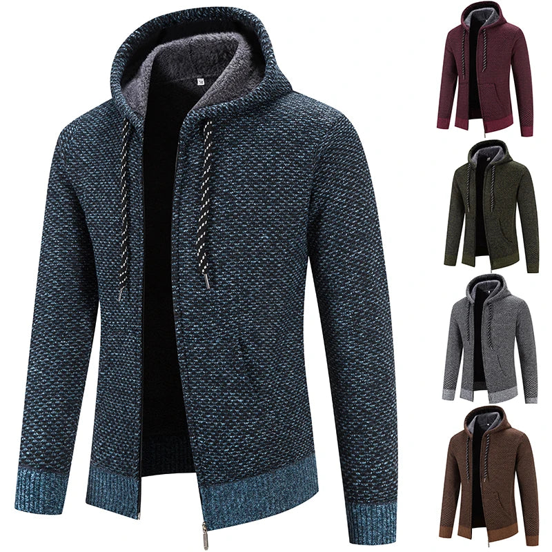 Cardigan à capuche epais avec fermeture Zip