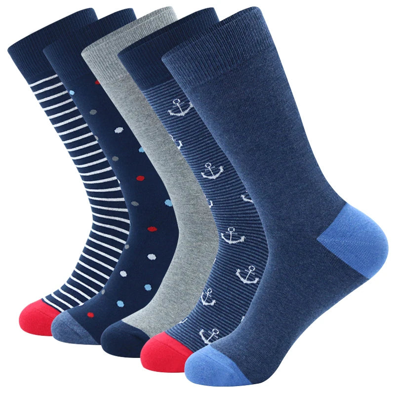 Lot de 5 Paires de Chausettes en Coton à Motifs Fantaisie - Homme