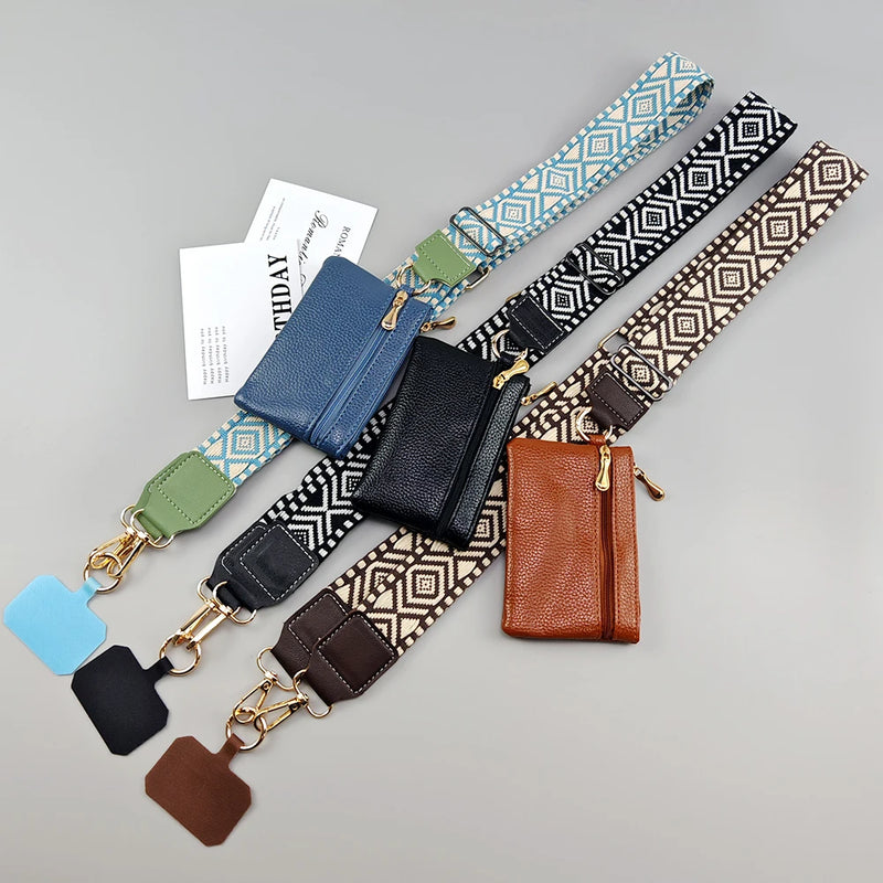 Bandoulière Téléphone Réglable avec Pochette Pratique