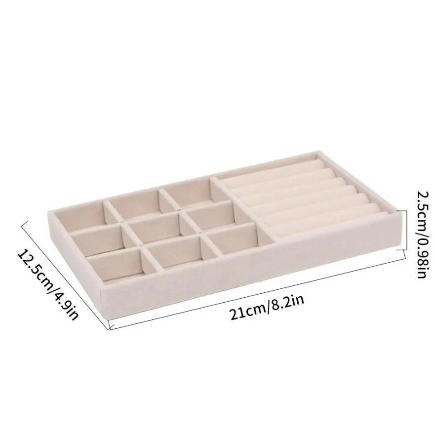Lot de 7 Plateaux organisateur de bijoux en velours pour tiroir