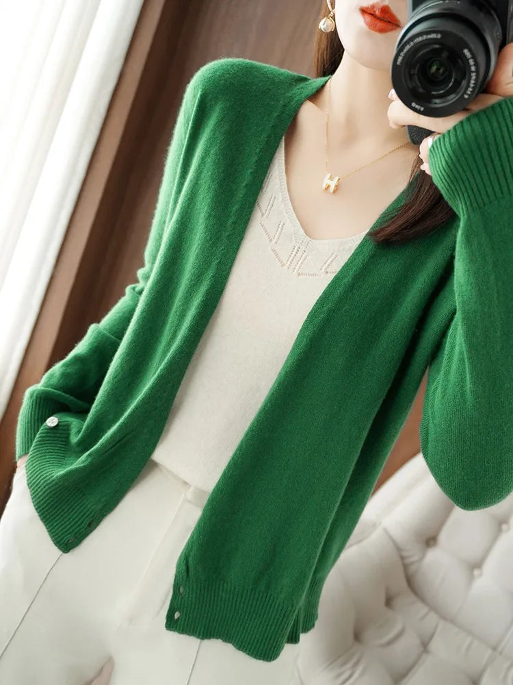 Cardigan Cache-coeur en laine mélangée