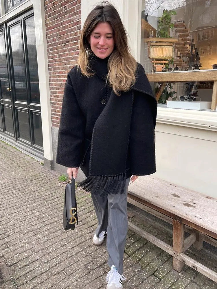 Manteau Écharpe Avec Touche de Tassel