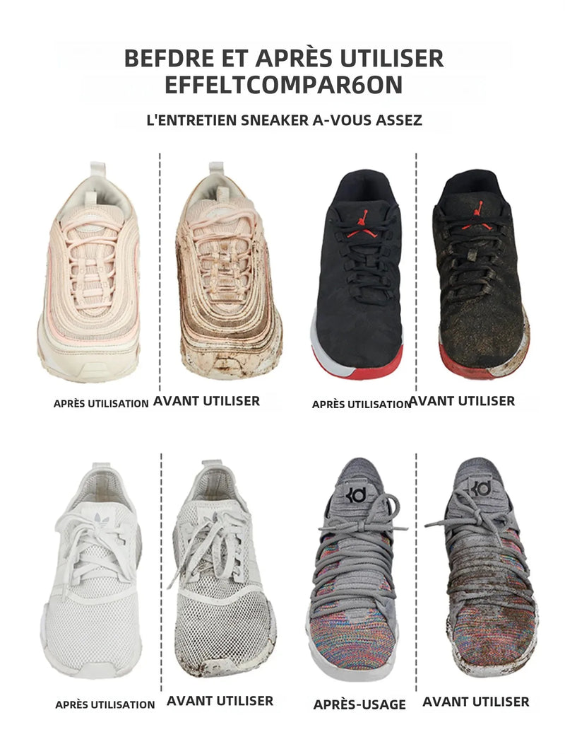 Kit Complet de Nettoyage pour toutes les Baskets - Mousse, Brosse & Serviette