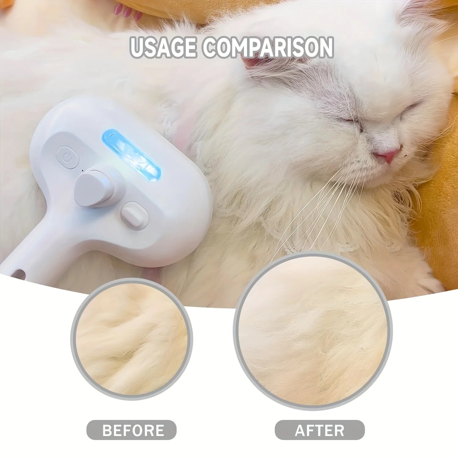 Brosse Anti-Poils Rechargeable pour Chien & Chat - Spray Intégré
