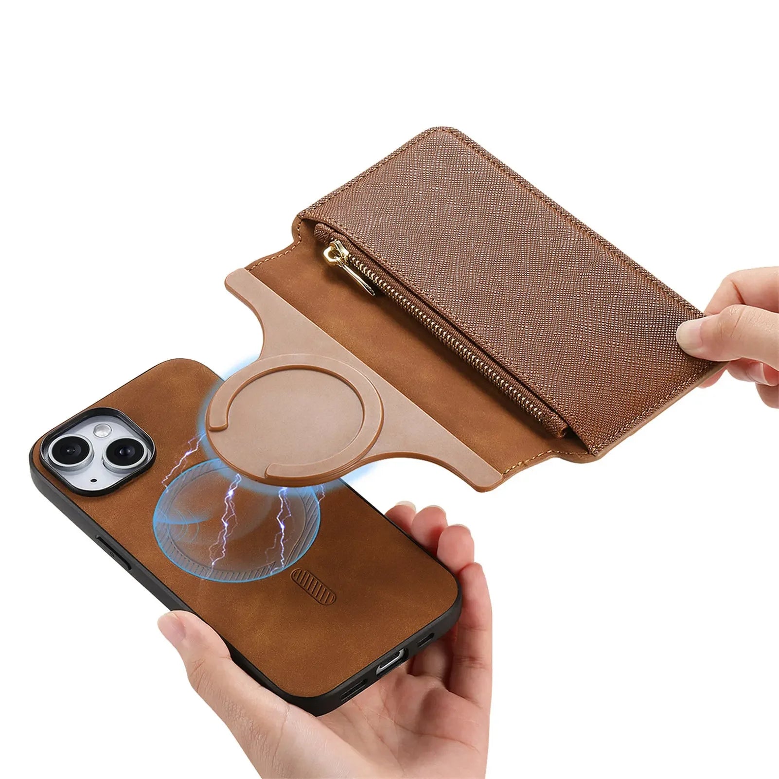 Coque de Téléphone Magnétique 2 en 1 Porte-feuille multifonctionnelle