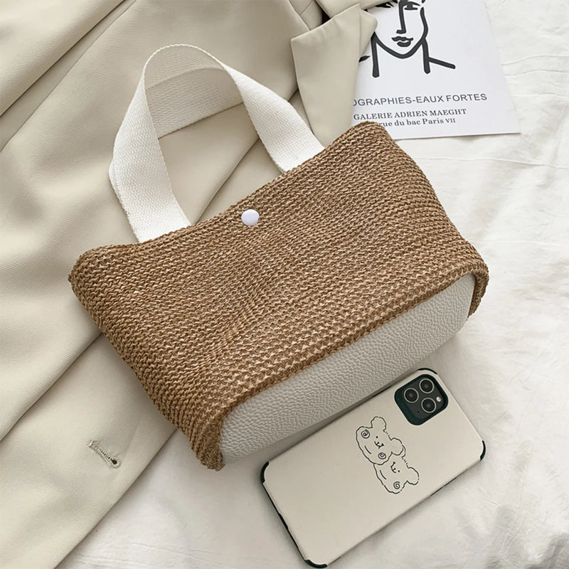 Mini Sac Fourre-tout d'été en Paille