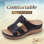 Sandales compensées orthopédiques en cuir vintage